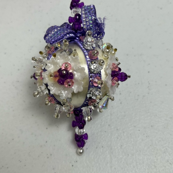 Lot of 2 VTG Christmas Ornament Sequin Beaded Push Pin Handmade READ - Picture 6 of 8